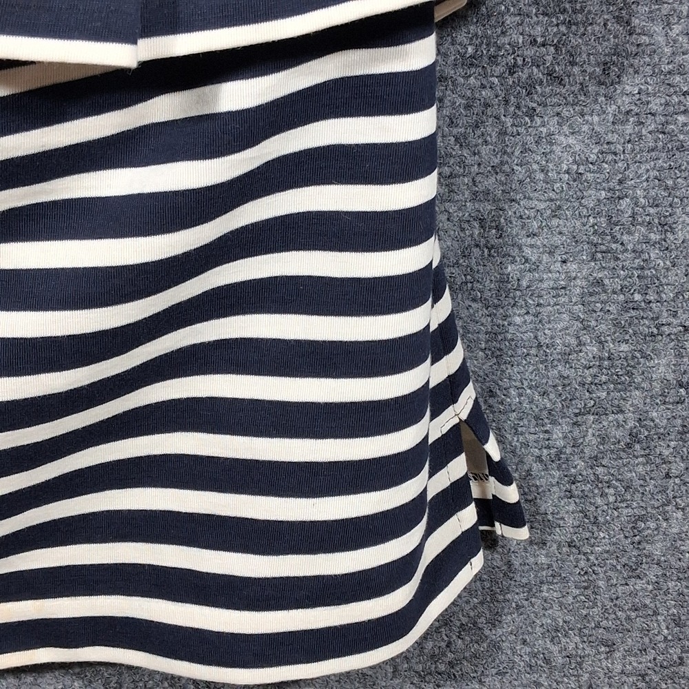 J. Crew‎ Navy Blue/White Stripe Ruffled One-Shoulder Top Size M - Picture 6 of 9